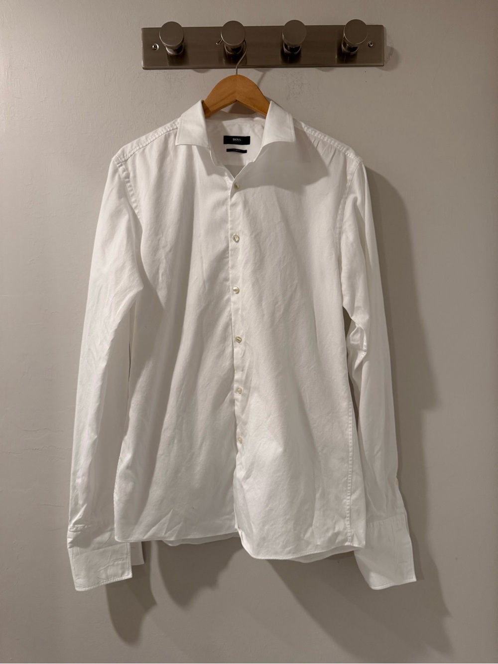 Hugo Boss White Long-Sleeve Dress Shirt